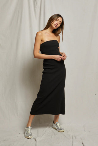 Perfect White Tee // Nadine Blondie Strapless Dress - True Black