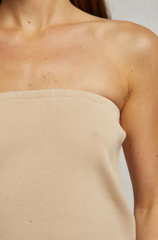 Perfect White Tee // Talula Rib Tube Top -  Sand Dune