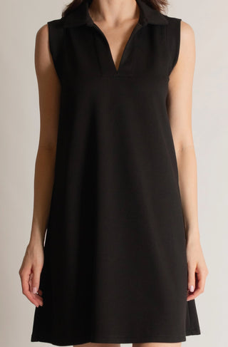 Danica Collared Tennis Dress- Black