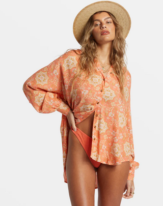 Billabong // Dream Space Blouse- Sweet Papaya