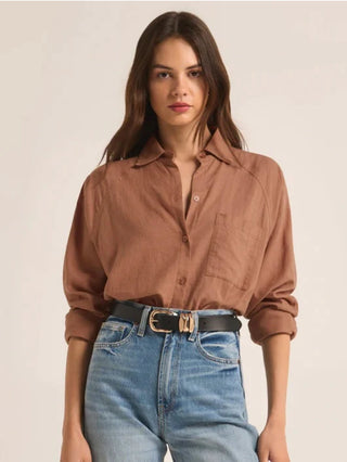 Z Supply // The Perfect Linen Top -  Mocha Mousse