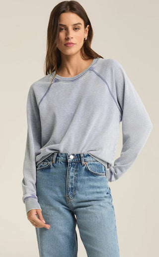 Z Supply // Saldana Knit Denim Top - Washed Indigo