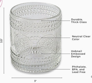 Hobnail Beaded Floral Clear Drinking Glass - 10 oz