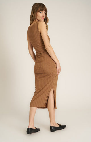 Project Social T //  Montara Square Neck Rib Mid Dress- Saddle