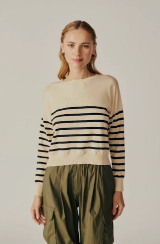 Polly Stripe Sweater- Sand and Black