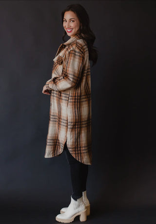 Amber Plaid Long Flannel