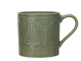 Debossed Stoneware Mug 16 oz