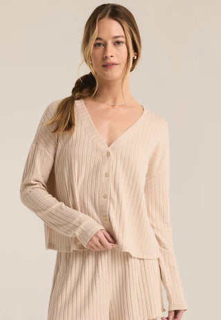 Z Supply - Mara LS Cardigan Top Light Oatmeal Heather