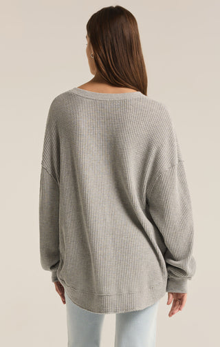 Z Supply - Jax Cozy Waffle Henley Classic Heather Grey