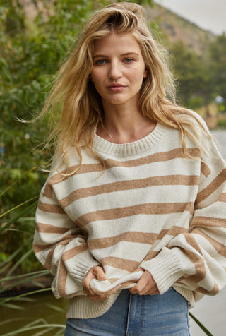 Davis striped sweater-Ivory