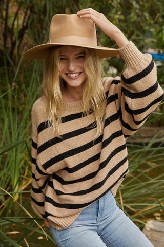 Davis striped sweater-Mocha