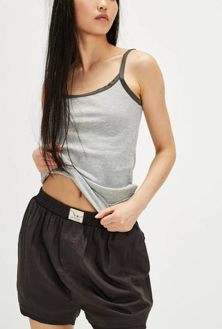 Free People - Day to Day Solid Boxer Washed Black