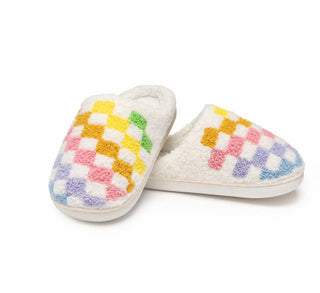 Rainbow Checkered Kids Slippers