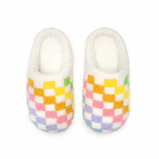 Rainbow Checkered Kids Slippers