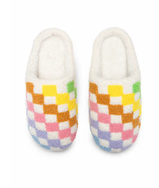 Rainbow Checkered Adult Slippers