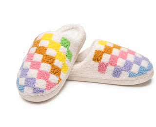 Rainbow Checkered Adult Slippers