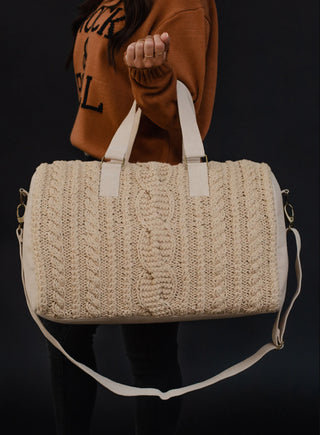 Haisley Cable Knit Duffle Bag - Tan