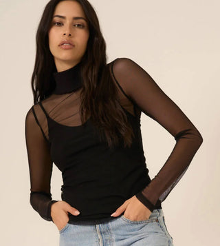 Serafina Layered Mesh Longsleeve - Black