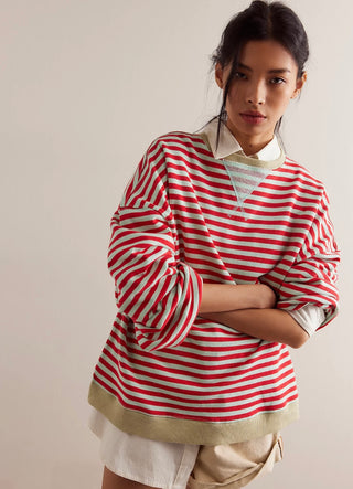 Free People - Classic Striped Crew - Cherry Combo