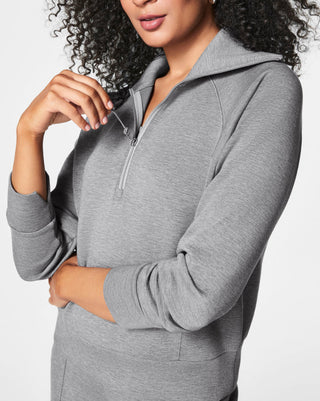 SPANX Air Essentials Half Zip - Medium Heather Grey