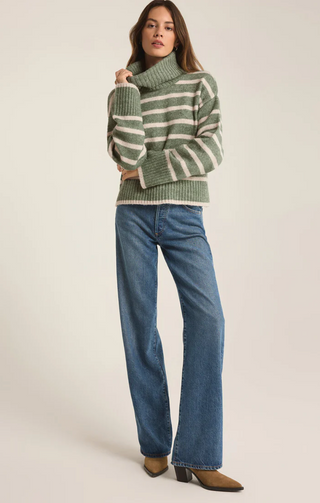 Z-Supply- Josephine Stripe Sweater- Palm Green