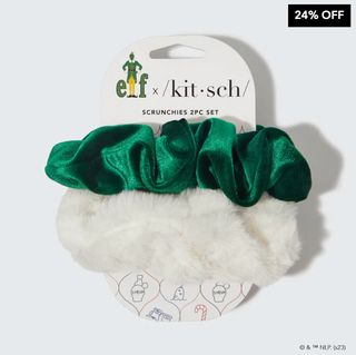 ELF x Kitsch Scrunchies 2pc - White and Green