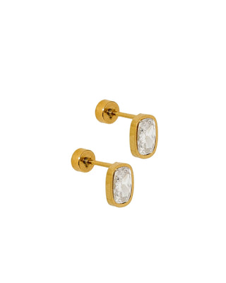 Kay Clear Gold Screwback Stud Earrings // LinnyCo