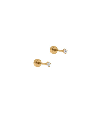 Micro Reagan CZ Gold Screwback Earrings // LinnyCo