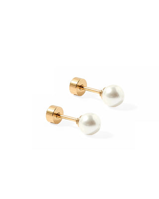 Payton Pearl White 5mm Screwback Earring Stud // LinnyCo