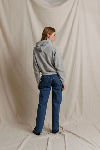 Sean French Terry Cropped Zip Hoodie - Heather Grey // Perfect White Tee