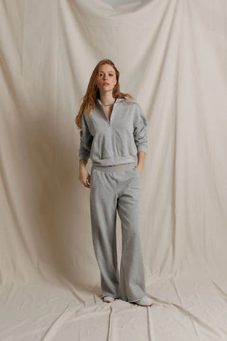 Leni French Terry Pull On Pant - Heather Grey // Perfect White Tee