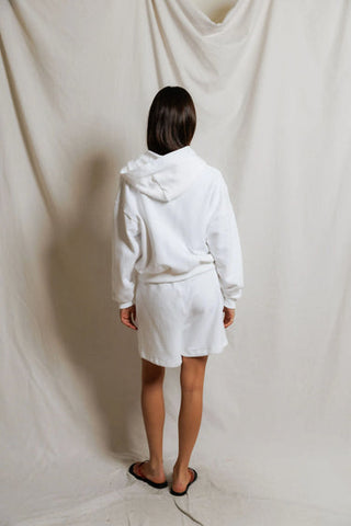 Sean French Terry Cropped Zip Goodie - White // Perfect White Tee