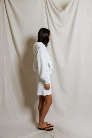 Sean French Terry Cropped Zip Goodie - White // Perfect White Tee