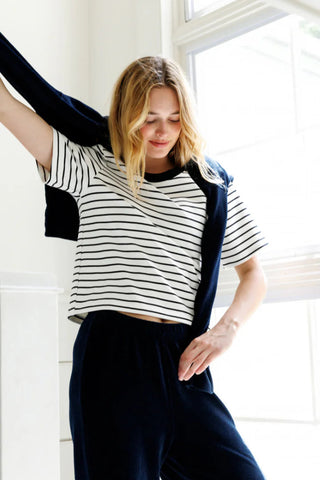 Atlas Pureform SS Crew Tee - White/Black Stripe // Perfect White Tee