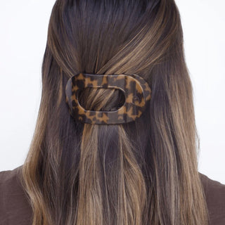 Tortoise Medium Flat Round Hair Clip - Televise