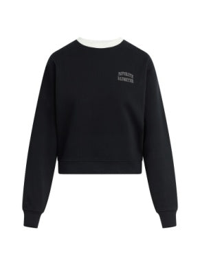 The Collegiate Chest Logo Classic Sweatshirt - Black w/ Ivory Collar // Favorite Daughter
