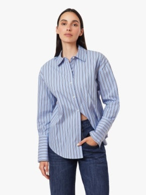 Tie Back Poplin Shirt - French Blue