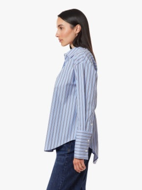 Tie Back Poplin Shirt - French Blue