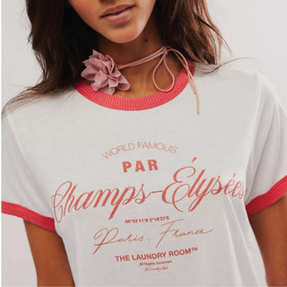Champs- Elysees - Perfect Ringer Tee - White & Red