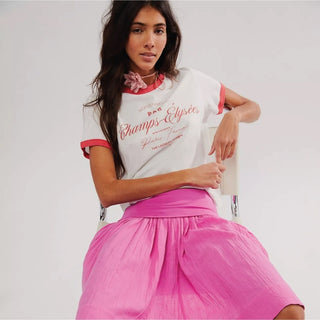Champs- Elysees - Perfect Ringer Tee - White & Red