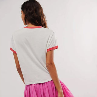 Champs- Elysees - Perfect Ringer Tee - White & Red