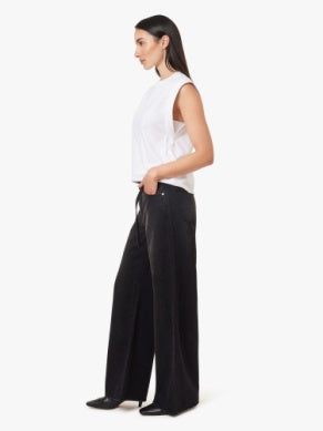 Brynn Self Tie Wide Leg Jean - Washed Black