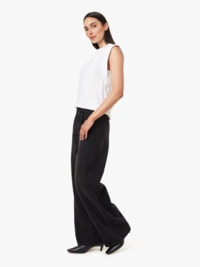 Brynn Self Tie Wide Leg Jean - Washed Black