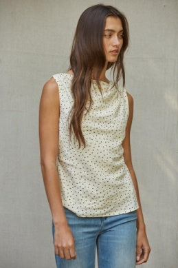 Bailey Dotted Top - Cream Black