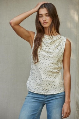 Bailey Dotted Top - Cream Black
