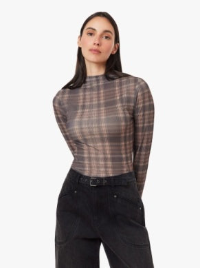 Jess Plaid Turtleneck Top - Ombre Plaid