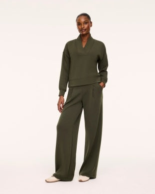 Spanx AirEssentials Wide Leg Pleated Trouser - Monstera
