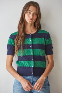 Soho Cardigan Top - Navy Green