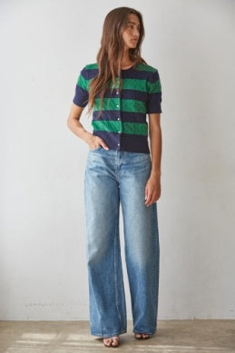 Soho Cardigan Top - Navy Green