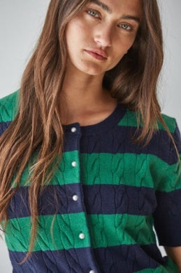 Soho Cardigan Top - Navy Green